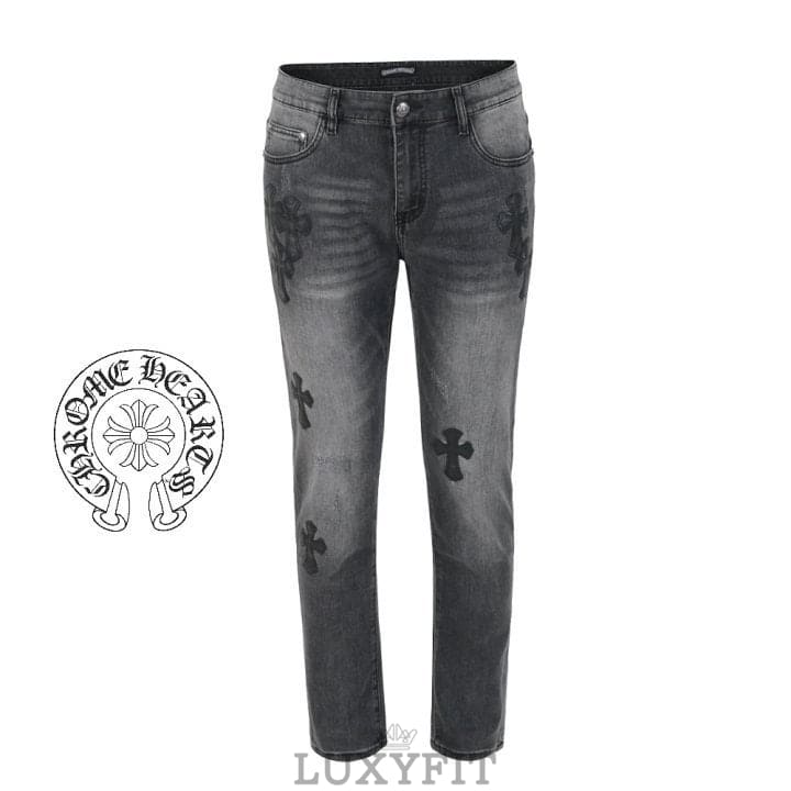 CH 크롬하츠 멀티 레더 패치 흑청 슬림 일자진