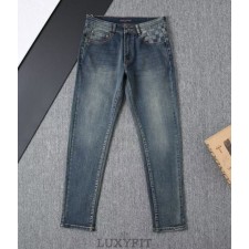 LV 루이뷔통 다미에 로고자수 워싱스판 데님진