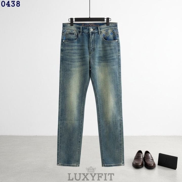 LV 루이뷔통 페인팅 모노그램 데님 팬츠