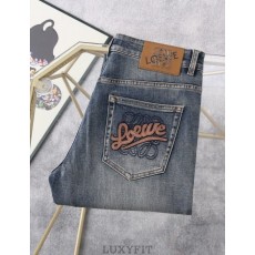 LW 로에베 아나그램 자수 패치 워싱스판 데님진