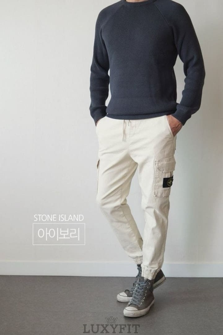 ST 스톤 아일랜드 면스판 밴딩카고팬츠