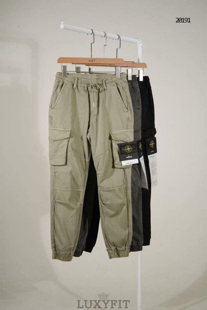 ST 스톤 아일랜드 와펜 패치 카고 조거 팬츠