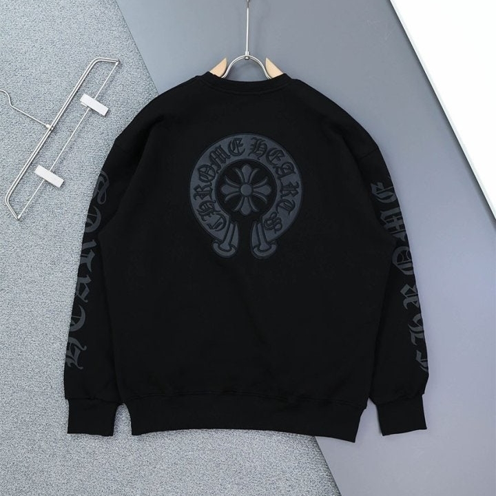 CH 크롬하츠 세메터리 레더 패치 오버핏 라운드 맨투맨