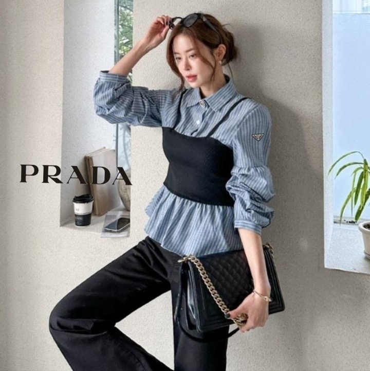 PD 프라다 뷔스티에 배색 셔츠