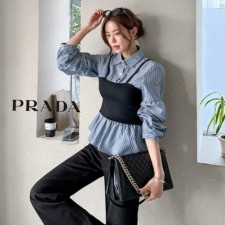 PD 프라다 뷔스티에 배색 셔츠