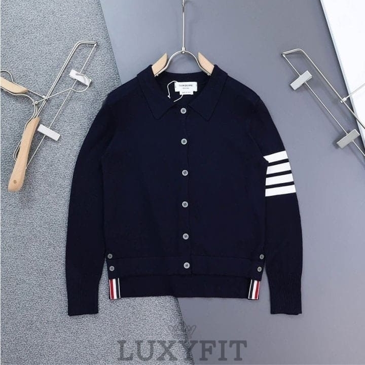 TB 톰브라운 밀라노 4바 카라 니트 가디건 네이비
