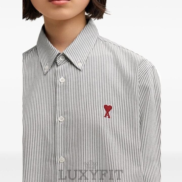 AM 아미 스몰레드하트 스트라이프셔츠