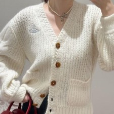 VV 비비안웨스트우드 여성 토성 자수 가디건-1396