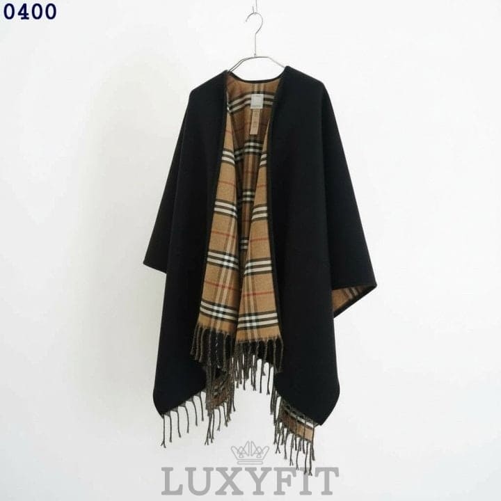 BB 버버리 체크 울 리버시블 캐시미어 케이프