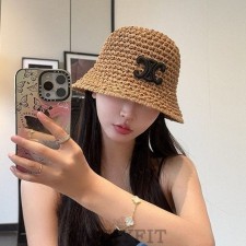 CL 셀린느 로고 라탄 버킷햇