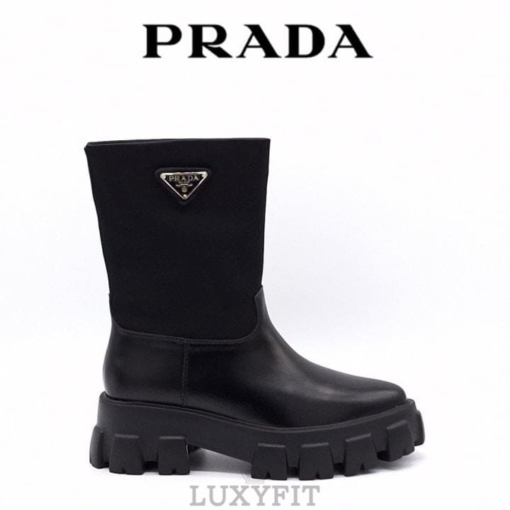 PD 프라다 여성 브러시드 가죽 부츠