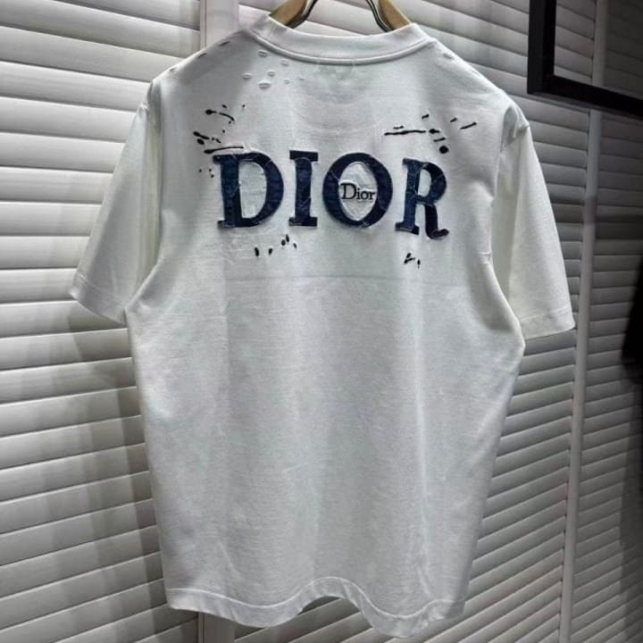 DO 디올 데님패치 데미지 자수반팔