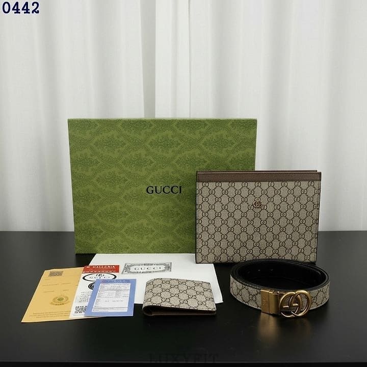 GC 구찌 오피디아 클러치, 벨트, 지갑 3종세트 (베이지)