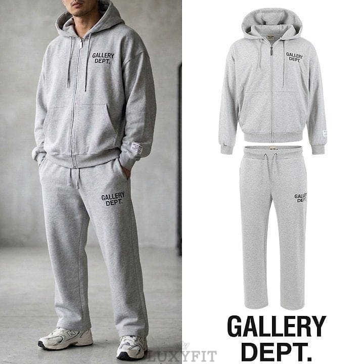 GD 갤러리 디파트먼트 심플 로고 프린팅 집업 오버핏 셋업