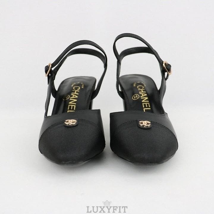 CN 샤넬 금장 스트랩 슬링백 펌프스