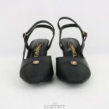 CN 샤넬 금장 스트랩 슬링백 펌프스