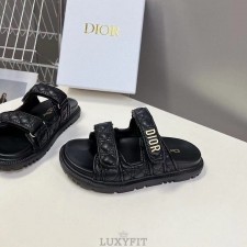 DO 디올 블랙 퀼트 까나쥬 뮬 슬리퍼