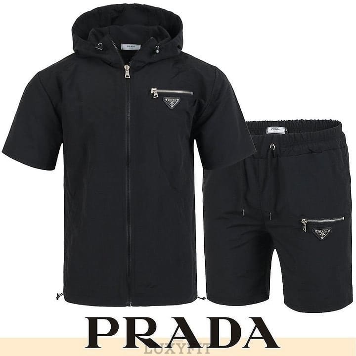 PD 프라다 클래식 지퍼 우븐 하프 셋업