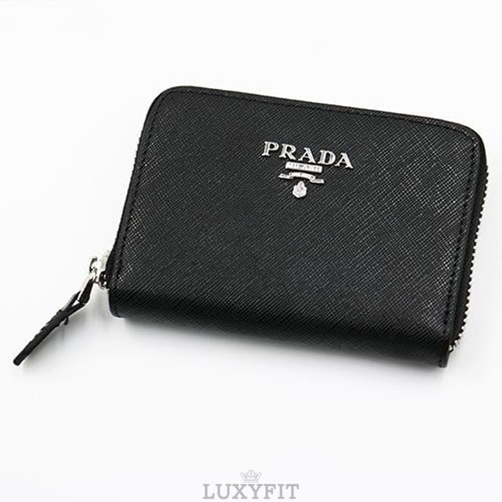 PD 프라다 사피아노 메탈로고 레더 동전지갑