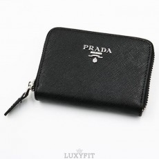 PD 프라다 사피아노 메탈로고 레더 동전지갑
