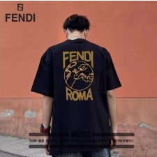 FD 펜디 노랑 지구본 로고 반팔 티셔츠