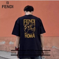 FD 펜디 노랑 지구본 로고 반팔 티셔츠