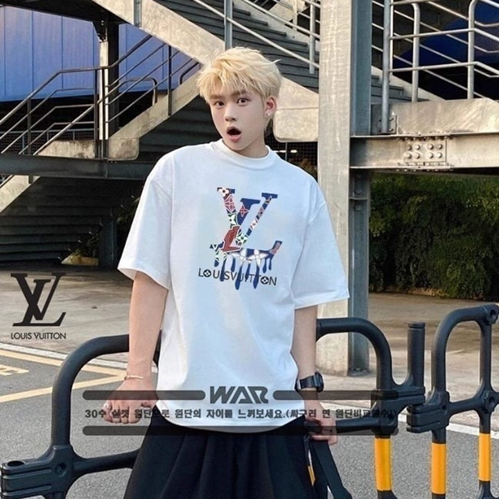 LV 루이비통 패턴 무늬 로고 반팔 티셔츠