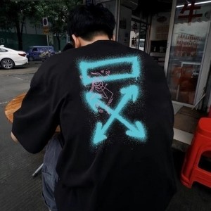 OH 오프화이트 말광량이 형광 패턴 반팔 티셔츠