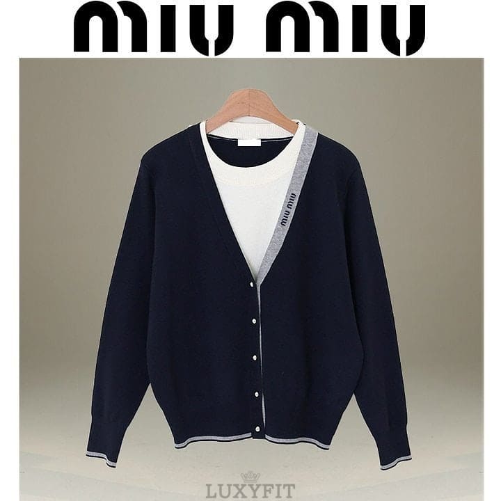 MU 미우미우 이중배색 가디건
