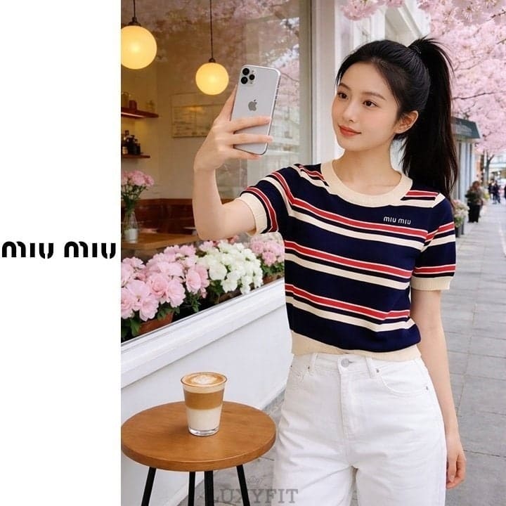 MU 미우미우 스트라이프 컬러니트