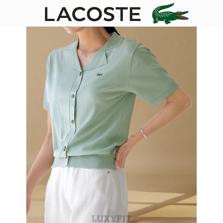 LC 라코스테 노치 카라 반팔 가디건
