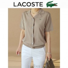 LC 라코스테 노치 카라 반팔 가디건