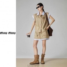 MU 미우미우 배색 셔츠 레이어드 스커트세트