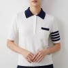 TB 톰브라운 빽 헥터 짜임 카라 반팔 니트