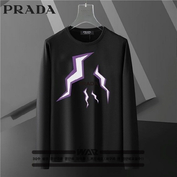(국내) PD 프라다 썬더 볼트 로고 긴팔 티셔츠
